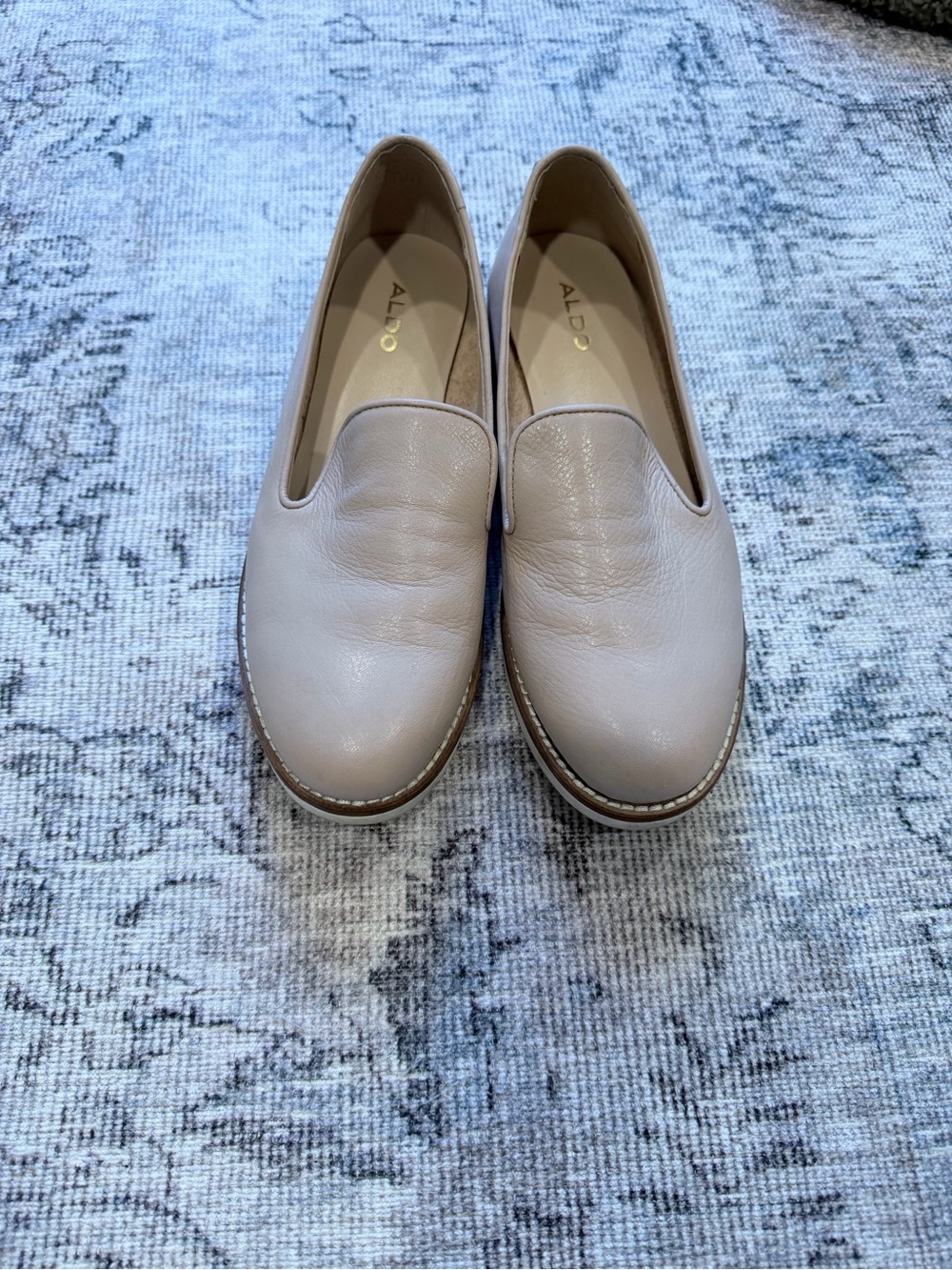 ALDO Taupe Leather Slip-On Loafers
